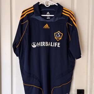 Adidas LA Galaxy Dark Blue Jersey with Orange Stripes
